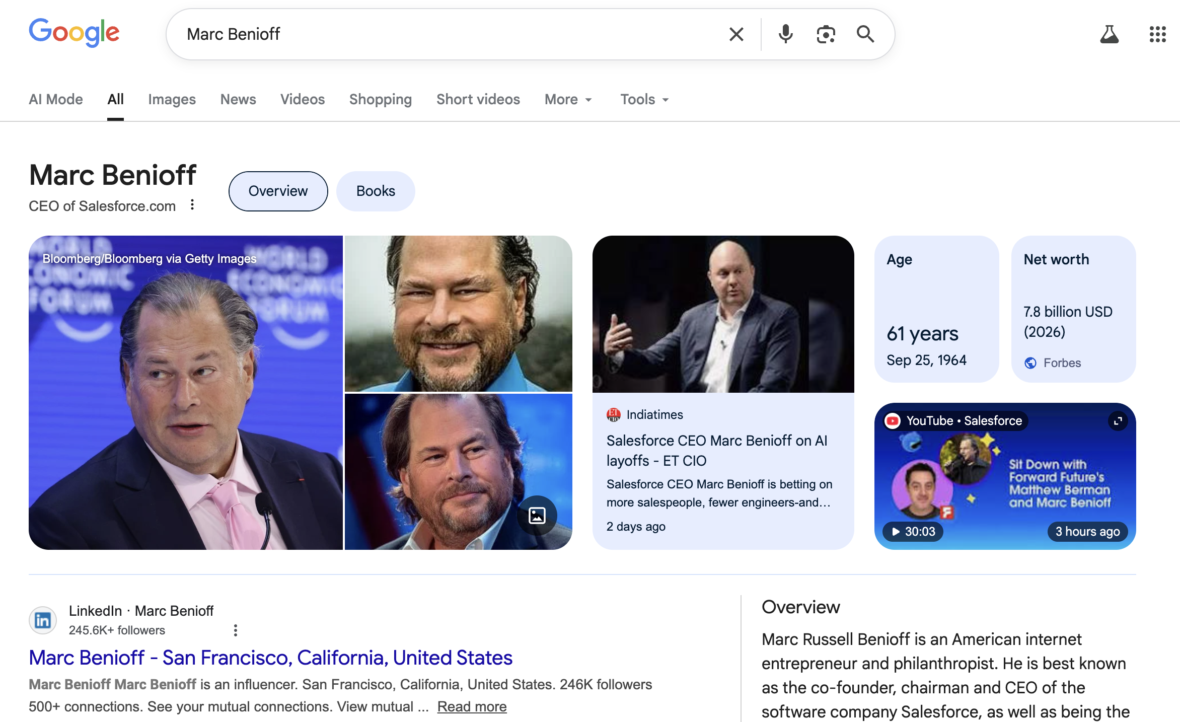 Google Knowledge Panel for a corporate executive — showing how chief operating officer appear in search results with a Knowledge Panel