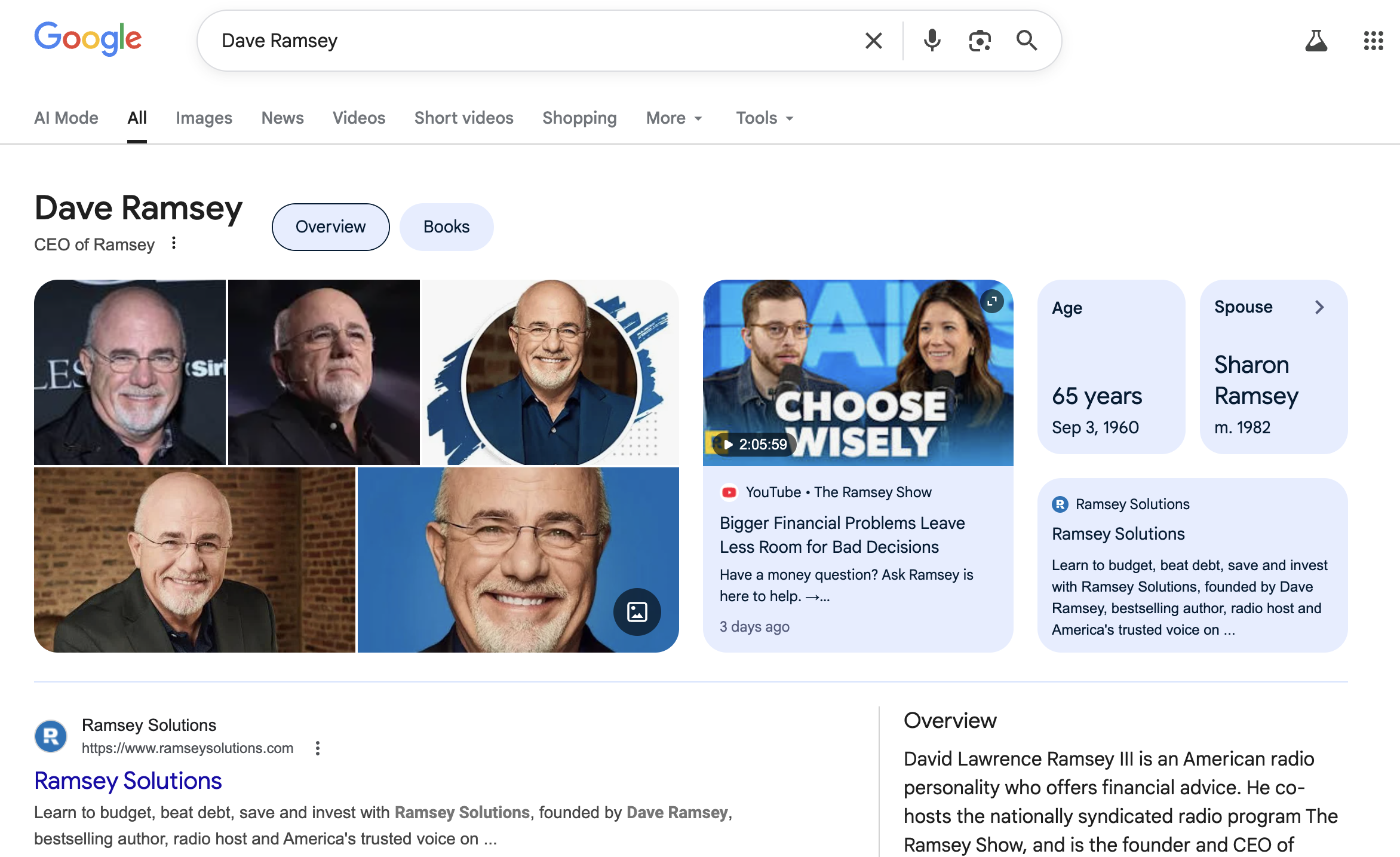 Google Knowledge Panel for a financial services professional — showing how financial advisors appear in search results with a Knowledge Panel