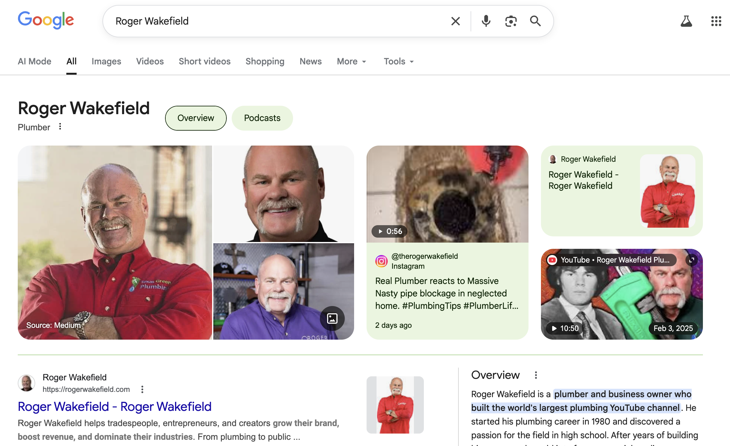 Google Knowledge Panel for a local business owner — showing how carpenter appear in search results with a Knowledge Panel